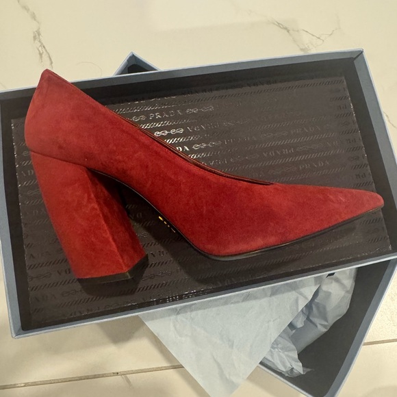 Prada Women's Bold Red Block Heels - Picture 6 of 12